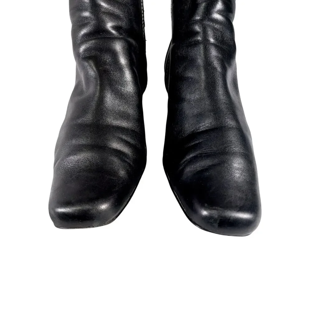CHADWICKS! BLACK GENUINE LEATHER MODIFIED SQUARE TOE, BUCKLE, ZIP BOOTS! SZ 8M